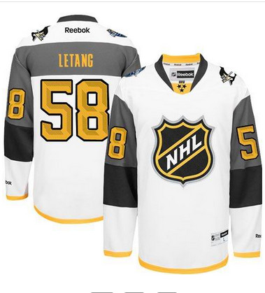 Penguins #58 Kris Letang White 2016 All Star Stitched NHL Jersey