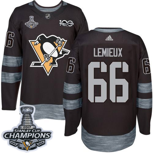 Penguins #66 Mario Lemieux Black 1917-2017 100th Anniversary Stanley Cup Finals Champions Stitched NHL Jersey Penguins #66 Mario Lemieux Black 1917-2017 100th Anniversary Stanley Cup Finals Champions Stitched NHL Jersey