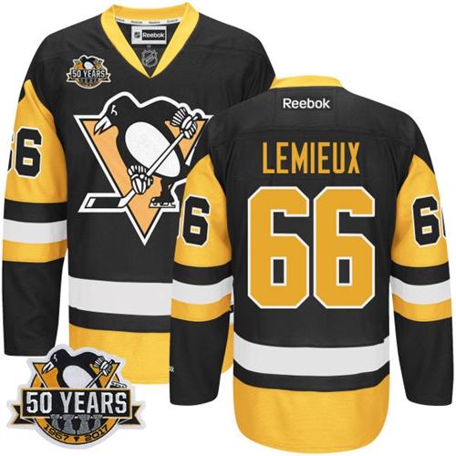 Penguins #66 Mario Lemieux Black Alternate 50th Anniversary Stitched Youth NHL Jersey Penguins #66 Mario Lemieux Black Alternate 50th Anniversary Stitched Youth NHL Jersey