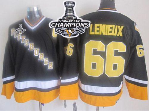Penguins #66 Mario Lemieux Black Yellow CCM Throwback 2016 Stanley Cup Champions Stitched NHL Jersey Penguins #66 Mario Lemieux Black Yellow CCM Throwback 2016 Stanley Cup Champions Stitched NHL Jersey