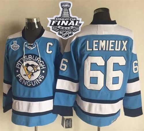 Penguins #66 Mario Lemieux Blue Alternate CCM Throwback 2016 Stanley Cup Final Patch Stitched NHL Jersey