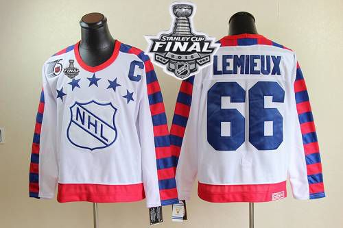 Penguins #66 Mario Lemieux White All Star CCM Throwback 75TH 2016 Stanley Cup Final Patch Stitched NHL Jersey