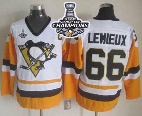 Penguins #66 Mario Lemieux White Black CCM Throwback 2016 Stanley Cup Champions Stitched NHL Jersey Penguins #66 Mario Lemieux White Black CCM Throwback 2016 Stanley Cup Champions Stitched NHL Jersey