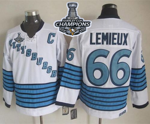 Penguins #66 Mario Lemieux White Light Blue CCM Throwback 2017 Stanley Cup Finals Champions Stitched NHL Jersey Penguins #66 Mario Lemieux White Light Blue CCM Throwback 2017 Stanley Cup Finals Champions Stitched NHL Jersey
