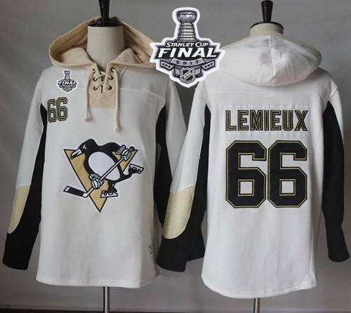 Penguins #66 Mario Lemieux White Pullover Hoodie 2017 Stanley Cup Final Patch Stitched NHL Jersey