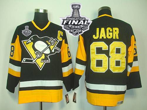 Penguins #68 Jaromir Jagr Black CCM Throwback 2016 Stanley Cup Final Patch Stitched NHL Jersey