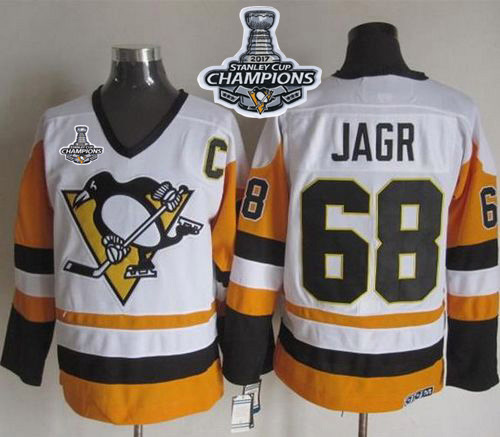 Penguins #68 Jaromir Jagr White Black CCM Throwback 2017 Stanley Cup Finals Champions Stitched NHL Jersey Penguins #68 Jaromir Jagr White Black CCM Throwback 2017 Stanley Cup Finals Champions Stitched NHL Jersey