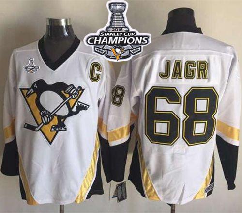Penguins #68 Jaromir Jagr White CCM Throwback 2016 Stanley Cup Champions Stitched NHL Jersey Penguins #68 Jaromir Jagr White CCM Throwback 2016 Stanley Cup Champions Stitched NHL Jersey