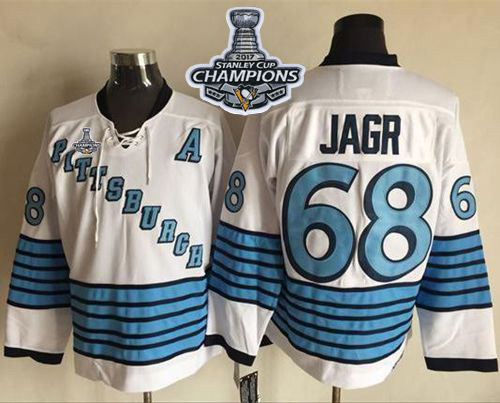 Penguins #68 Jaromir Jagr White Light Blue CCM Throwback 2017 Stanley Cup Finals Champions Stitched NHL Jersey Penguins #68 Jaromir Jagr White Light Blue CCM Throwback 2017 Stanley Cup Finals Champions Stitched NHL Jersey