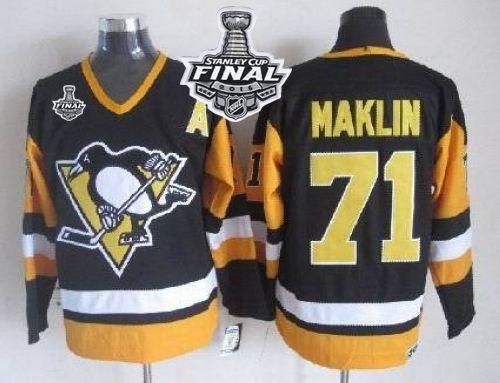 Penguins #71 Evgeni Malkin Black CCM Throwback 2016 Stanley Cup Final Patch Stitched NHL Jersey