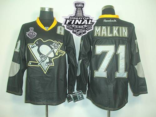 Penguins #71 Evgeni Malkin Black Ice 2016 Stanley Cup Final Patch Stitched NHL Jersey