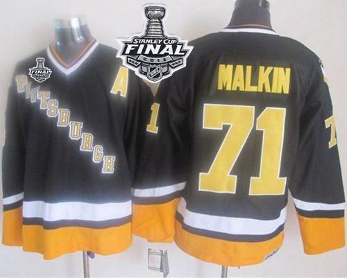 Penguins #71 Evgeni Malkin Black Yellow CCM Throwback 2016 Stanley Cup Final Patch Stitched NHL Jersey Penguins #71 Evgeni Malkin Black Yellow CCM Throwback 2016 Stanley Cup Final Patch Stitched NHL Jersey