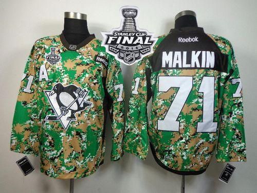 Penguins #71 Evgeni Malkin Camo Veterans Day Practice 2016 Stanley Cup Final Patch Stitched NHL Jersey Penguins #71 Evgeni Malkin Camo Veterans Day Practice 2016 Stanley Cup Final Patch Stitched NHL Jersey
