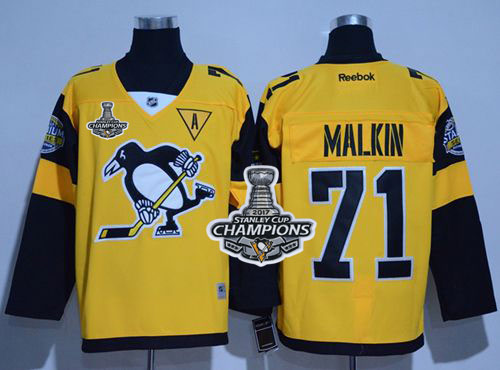 Penguins #71 Evgeni Malkin Gold 2017 Stadium Series Stanley Cup Finals Champions Stitched Youth NHL Jersey