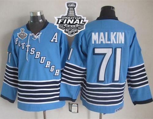 Penguins #71 Evgeni Malkin Light Blue CCM Throwback 2016 Stanley Cup Final Patch Stitched NHL Jersey Penguins #71 Evgeni Malkin Light Blue CCM Throwback 2016 Stanley Cup Final Patch Stitched NHL Jersey
