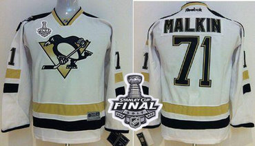 Penguins #71 Evgeni Malkin White 2014 Stadium Series 2017 Stanley Cup Final Patch Stitched Youth NHL Jersey