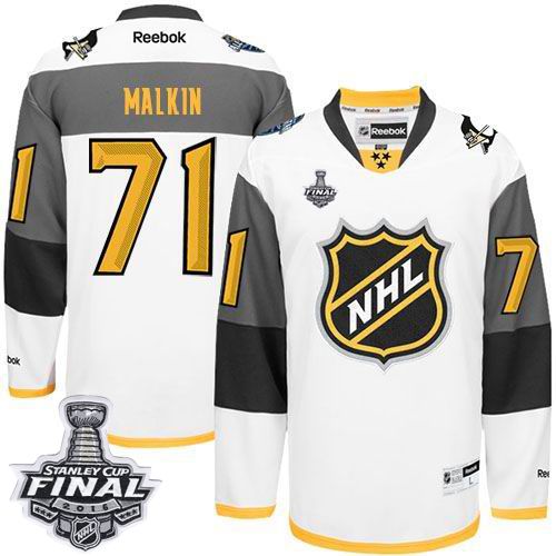 Penguins #71 Evgeni Malkin White 2016 All Star Stanley Cup Final Patch Stitched NHL Jersey