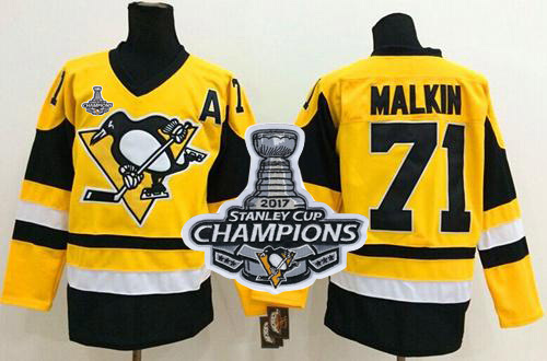 Penguins #71 Evgeni Malkin Yellow Throwback 2017 Stanley Cup Finals Champions Stitched NHL Jersey Penguins #71 Evgeni Malkin Yellow Throwback 2017 Stanley Cup Finals Champions Stitched NHL Jersey