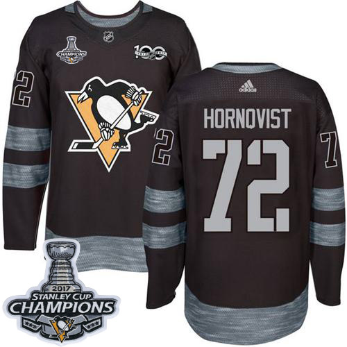 Penguins #72 Patric Hornqvist Black 1917-2017 100th Anniversary Stanley Cup Finals Champions Stitched NHL Jersey