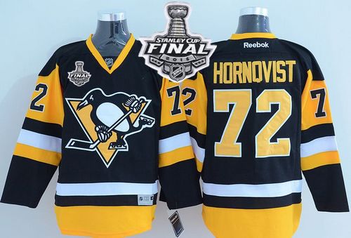 Penguins #72 Patric Hornqvist Black Alternate 2016 Stanley Cup Final Patch Stitched NHL Jersey