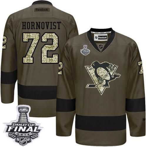Penguins #72 Patric Hornqvist Green Salute to Service 2016 Stanley Cup Final Patch Stitched NHL Jersey