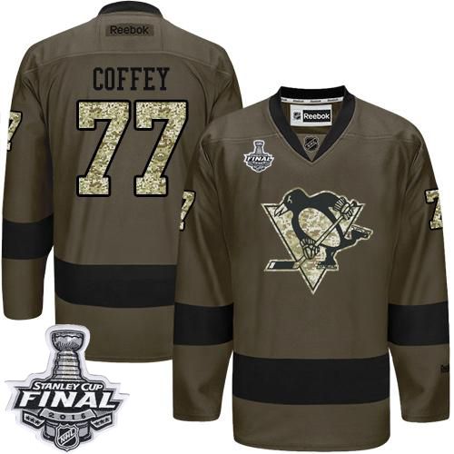 Penguins #77 Paul Coffey Green Salute to Service 2016 Stanley Cup Final Patch Stitched NHL Jersey Penguins #77 Paul Coffey Green Salute to Service 2016 Stanley Cup Final Patch Stitched NHL Jersey
