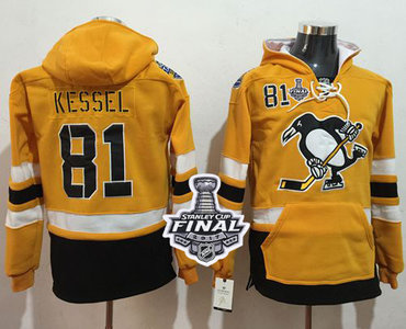 Penguins #81 Phil Kessel Gold Sawyer Hooded Sweatshirt 2017 Stadium Series Stanley Cup Final Patch Stitched NHL Jersey