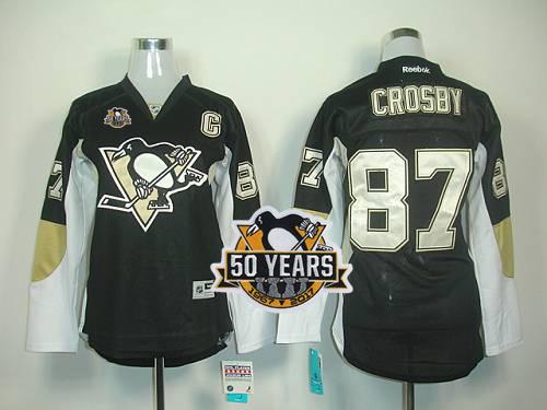 Penguins #87 Sidney Crosby Black 50th Anniversary Women's Home Stitched NHL Jersey Penguins #87 Sidney Crosby Black 50th Anniversary Women's Home Stitched NHL Jersey