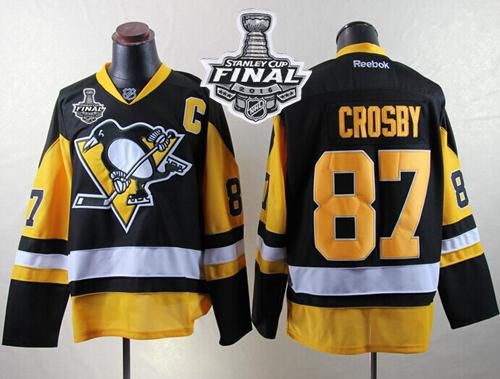 Penguins #87 Sidney Crosby Black Alternate 2016 Stanley Cup Final Patch Stitched NHL Jersey Penguins #87 Sidney Crosby Black Alternate 2016 Stanley Cup Final Patch Stitched NHL Jersey