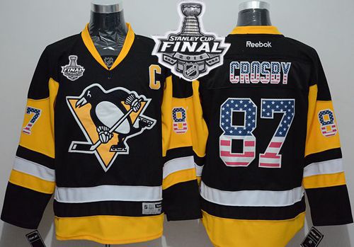 Penguins #87 Sidney Crosby Black Alternate USA Flag Fashion 2016 Stanley Cup Final Patch Stitched NHL Jersey Penguins #87 Sidney Crosby Black Alternate USA Flag Fashion 2016 Stanley Cup Final Patch Stitched NHL Jersey