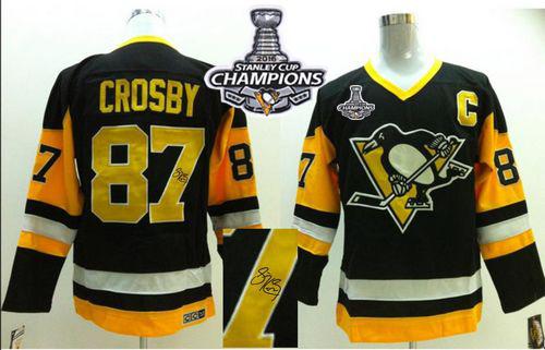 Penguins #87 Sidney Crosby Black CCM Throwback Autographed 2016 Stanley Cup Champions Stitched NHL Jersey Penguins #87 Sidney Crosby Black CCM Throwback Autographed 2016 Stanley Cup Champions Stitched NHL Jersey