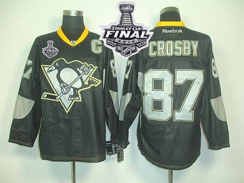 Penguins #87 Sidney Crosby Black Ice 2016 Stanley Cup Final Patch Stitched NHL Jersey