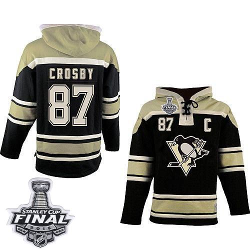 Penguins #87 Sidney Crosby Black Sawyer Hooded Sweatshirt 2016 Stanley Cup Final Patch Stitched NHL Jersey Penguins #87 Sidney Crosby Black Sawyer Hooded Sweatshirt 2016 Stanley Cup Final Patch Stitched NHL Jersey