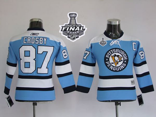 Penguins #87 Sidney Crosby Blue 2017 Stanley Cup Final Patch Stitched NHL Jersey