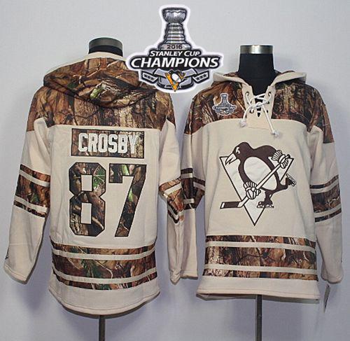 Penguins #87 Sidney Crosby Cream Camo 2016 Stanley Cup Final Patch Stitched NHL Jersey