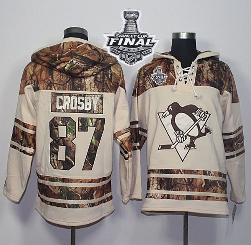 Penguins #87 Sidney Crosby Cream Camo 2016 Stanley Cup Final Patch Stitched NHL Jersey