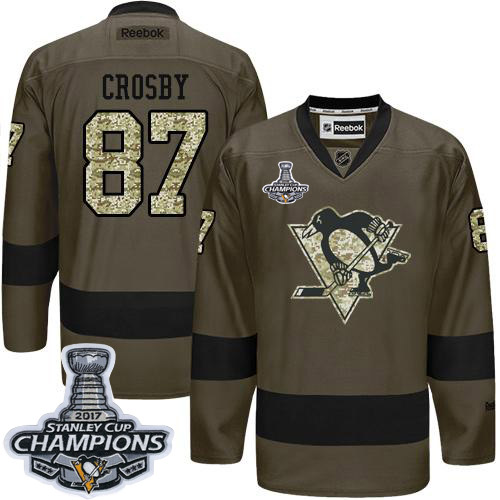 Penguins #87 Sidney Crosby Green Salute to Service 2017 Stanley Cup Finals Champions Stitched NHL Jersey Penguins #87 Sidney Crosby Green Salute to Service 2017 Stanley Cup Finals Champions Stitched NHL Jersey