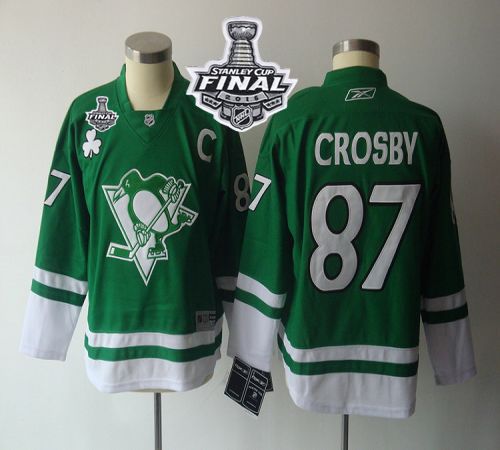 Penguins #87 Sidney Crosby Green St. Patty's Day 2016 Stanley Cup Final Patch Stitched Youth NHL Jersey Penguins #87 Sidney Crosby Green St. Patty's Day 2016 Stanley Cup Final Patch Stitched Youth NHL Jersey
