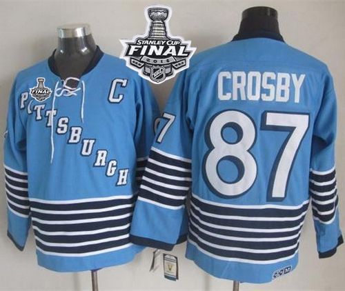 Penguins #87 Sidney Crosby Light Blue CCM Throwback 2016 Stanley Cup Final Patch Stitched NHL Jersey Penguins #87 Sidney Crosby Light Blue CCM Throwback 2016 Stanley Cup Final Patch Stitched NHL Jersey