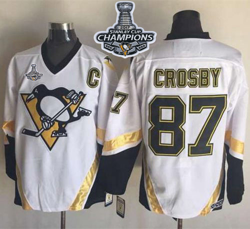 Penguins #87 Sidney Crosby White CCM Throwback 2017 Stanley Cup Finals Champions Stitched NHL Jersey Penguins #87 Sidney Crosby White CCM Throwback 2017 Stanley Cup Finals Champions Stitched NHL Jersey