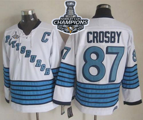 Penguins #87 Sidney Crosby White Light Blue CCM Throwback 2017 Stanley Cup Finals Champions Stitched NHL Jersey Penguins #87 Sidney Crosby White Light Blue CCM Throwback 2017 Stanley Cup Finals Champions Stitched NHL Jersey