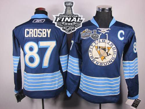 Penguins #87 Sidney Crosby Women 2011 Winter Classic Vintage Dark Blue 2016 Stanley Cup Final Patch Stitched NHL Jersey