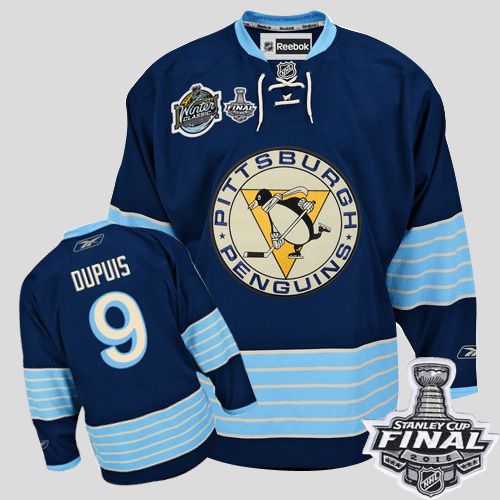 Penguins #9 Pascal Dupuis 2011 Winter Classic Vintage Dark Blue 2016 Stanley Cup Final Patch Stitched NHL Jersey