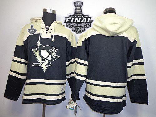 Penguins Blank Black Sawyer Hooded Sweatshirt 2017 Stanley Cup Final Patch Stitched NHL Jersey