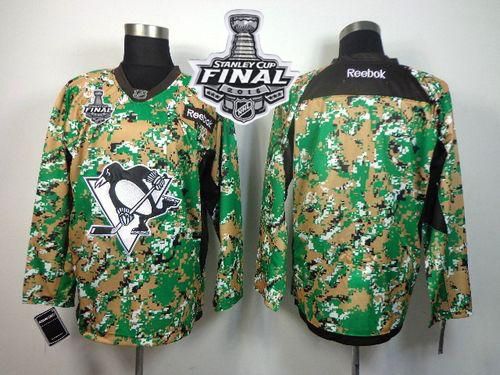 Penguins Blank Camo Veterans Day Practice 2016 Stanley Cup Final Patch Stitched NHL Jersey