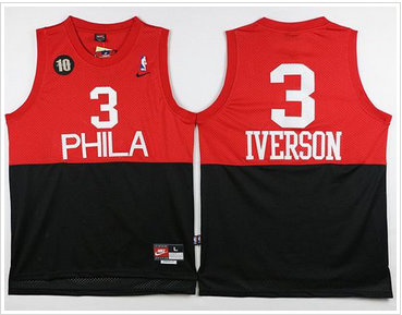 Philadelphia 76ers #3 Allen Iverson Black Red Nike Throwback Stitched NBA Jersey Philadelphia 76ers #3 Allen Iverson Black Red Nike Throwback Stitched NBA Jersey