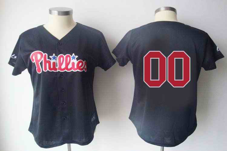 Philadelphia Phillies Blank Black Women Custom Jerseys