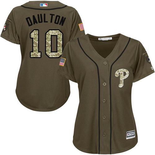 Phillies #10 Darren Daulton Green Salute to Service Women's Stitched MLB Jersey Phillies #10 Darren Daulton Green Salute to Service Women's Stitched MLB Jersey