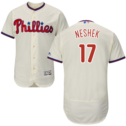 Phillies #17 Pat Neshek Cream Flexbase Authentic Collection Stitched MLB Jersey Phillies #17 Pat Neshek Cream Flexbase Authentic Collection Stitched MLB Jersey
