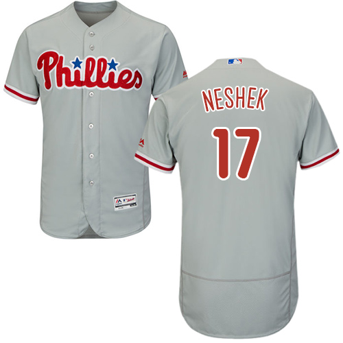 Phillies #17 Pat Neshek Grey Flexbase Authentic Collection Stitched MLB Jersey Phillies #17 Pat Neshek Grey Flexbase Authentic Collection Stitched MLB Jersey